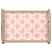 Abstract Floral Watercolor Pattern Peach and Pink Serving Tray