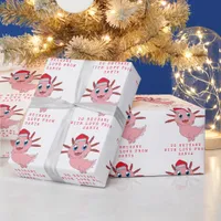 Childs Name Love From Santa Cute Axolotl Wrapping Paper