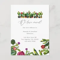 Cactus Succulents New Address Announcement Postcard