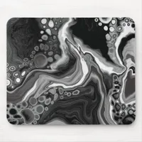 Black and White Marble Digital Fluid Art     Mouse Pad