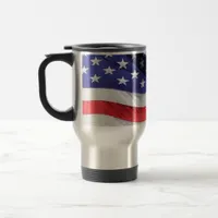 American Flag in the Wind Waving Banner Travel Mug