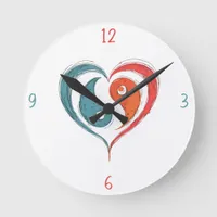 Yin Yang Heart Artistic  Round Clock