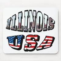 Illinois USA Flag & State Photo Text Mouse Pad