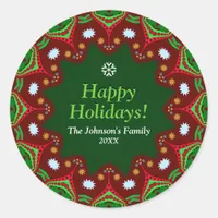 Christmas Holidays Family Keepsake Party Plate Classic Round Sticker