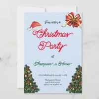 Green Trees Typography merry christmas party Holiday Card