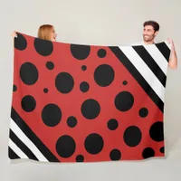 Black Red and White Polka Dots and Stripes Blanket