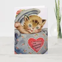 Vintage Valentine Kitten Holiday Card