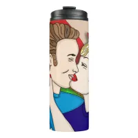 Retro 1950's Style Pop Art Couple Kissing  Thermal Tumbler