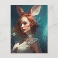 White Rabbit Cosplay Fantasy Woman Postcard