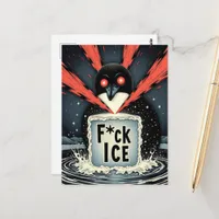 Angry lazer eyes MN Loon melting ice Postcard