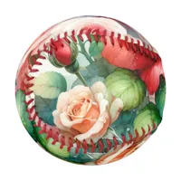 Whimsical Rose Pattern Baseball