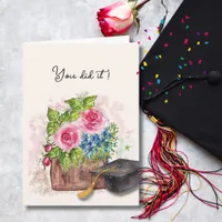 Pink Watercolor Roses Graduation Congratulations Card
