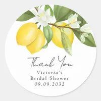 Watercolor Citrus Lemons Bridal Shower Favor Classic Round Sticker