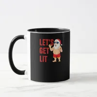 Let's Get Lit Santa Funny Christmas Mug