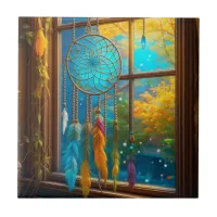 Dreamcatcher in Window Boho Ceramic Tile