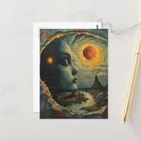 Abstract Face Grunge Surreal Landscape Postcard
