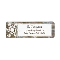 Rustic Wood and Christmas Snowflakes Address Label