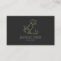 Gold And Charcoal Modern Minimalist Pet Sitter Business Card