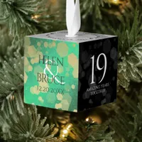 Elegant 19th Jade Wedding Anniversary Celebration Cube Ornament