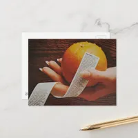 Vintage Hand Holds Orange Fruit Ingredients List  Postcard