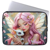 An Elegant Fairy and her Baby Dragon Personalized Laptop Sleeve