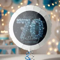 Teal Blue Jewels Glam Sparkle 70th Birthday Balloon