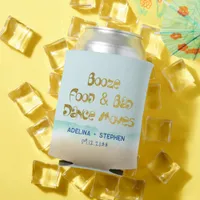 Funny Booze Food And Bad Dance Moves Beach Wedding Can Cooler