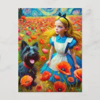 Alice in the Starry Night with Toto Dog Postcard