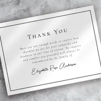 Minimalist Bereavement Funeral Thank You Card