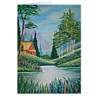 Cabin by the Stream Oil Painting