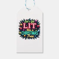 Let's Get Lit -  Funny Christmas Pun Graphic Holid Gift Tags