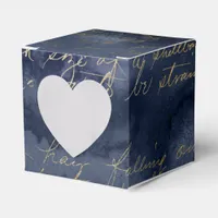 Navy Blue and Gold Vintage Calligraphy Favor Boxes