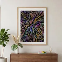 Abstract Psychedelic Wavy Lines Vibrant Rainbow Poster