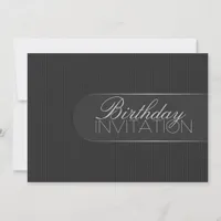 Pinstripe Black Silver Birthday Party Invitation