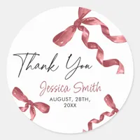 Thank You Burgundy Maroon Bow Sticker