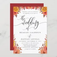 Fall Burgundy Terracotta Floral Wedding  Invitation