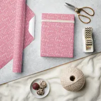 Pink Love and Hearts Romantic Valentine's Day Wrapping Paper