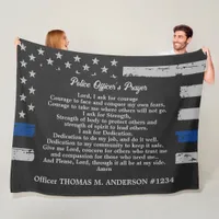 Police Officer's Prayer Thin Blue Line Fleece Blanket