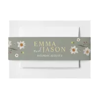 Black Boho Wildflower Invitation Belly Band