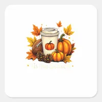 Fall Football Tis The Season Pumpkin Autumn Coffee Square Sticker