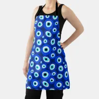 Greek Eye Blue White Good Fortune Pattern on Navy Apron