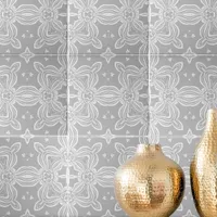 Light Gray And White Ornate Elegant Damask Pattern Ceramic Tile
