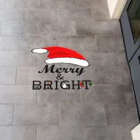 Christmas Red Santa Hat Merry and Bright 36" x 36" Floor Decals