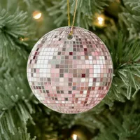 Pastel Pink & Silver Disco Ball  Ceramic Ornament