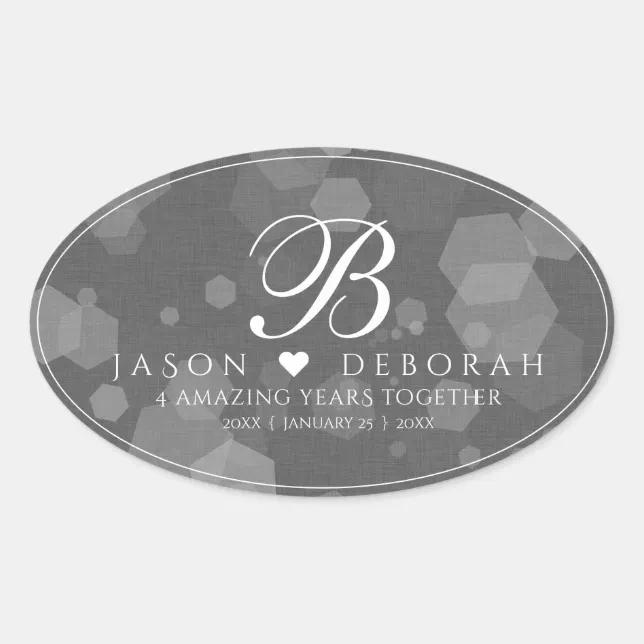 Elegant 4th Linen Wedding Anniversary Celebration Oval Sticker