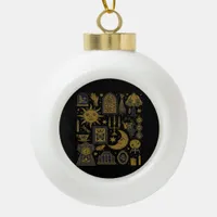 Whimsigoth Classic – Mystical Moons & Forest Ceramic Ball Christmas Ornament