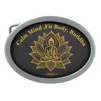 Golden Buddha Amidst Blooming Lotus Flowers Belt Buckle