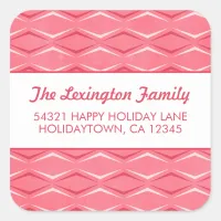 Pink Mid Century Modern Holiday Address Square Sticker