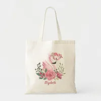 Pretty Flamingo Floral Tote Bag