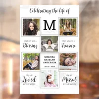 Celebration of Life Unique Photo Memorial Funeral Window Cling